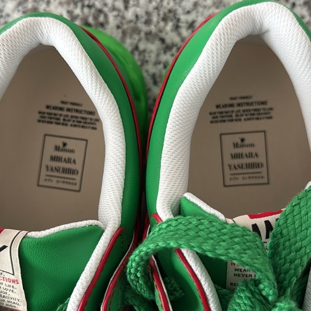 Maison Mihara Yasuhiro Mens Green Leather Parker Chunky Sole Low Top Sneakers - Picture 12 of 14